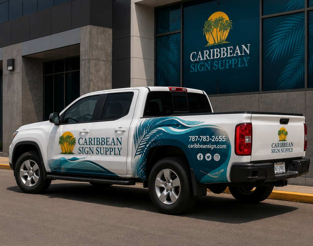 Vehículo comercial rotulado por Caribbean Sign Supply
