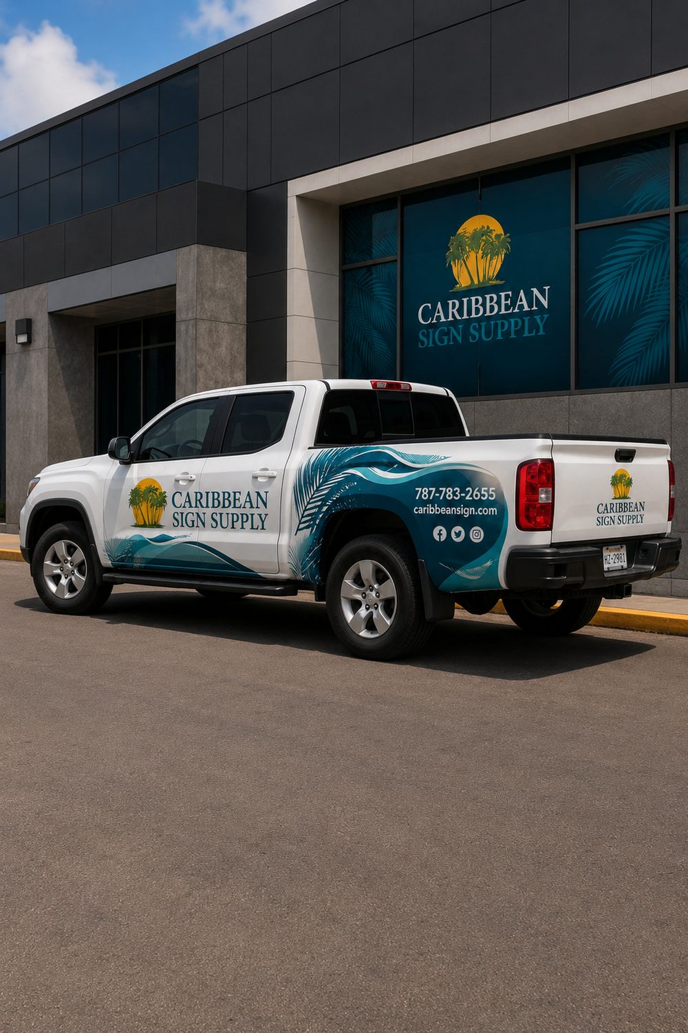 Pick-up con rotulación vehicular completa de Caribbean Sign Supply