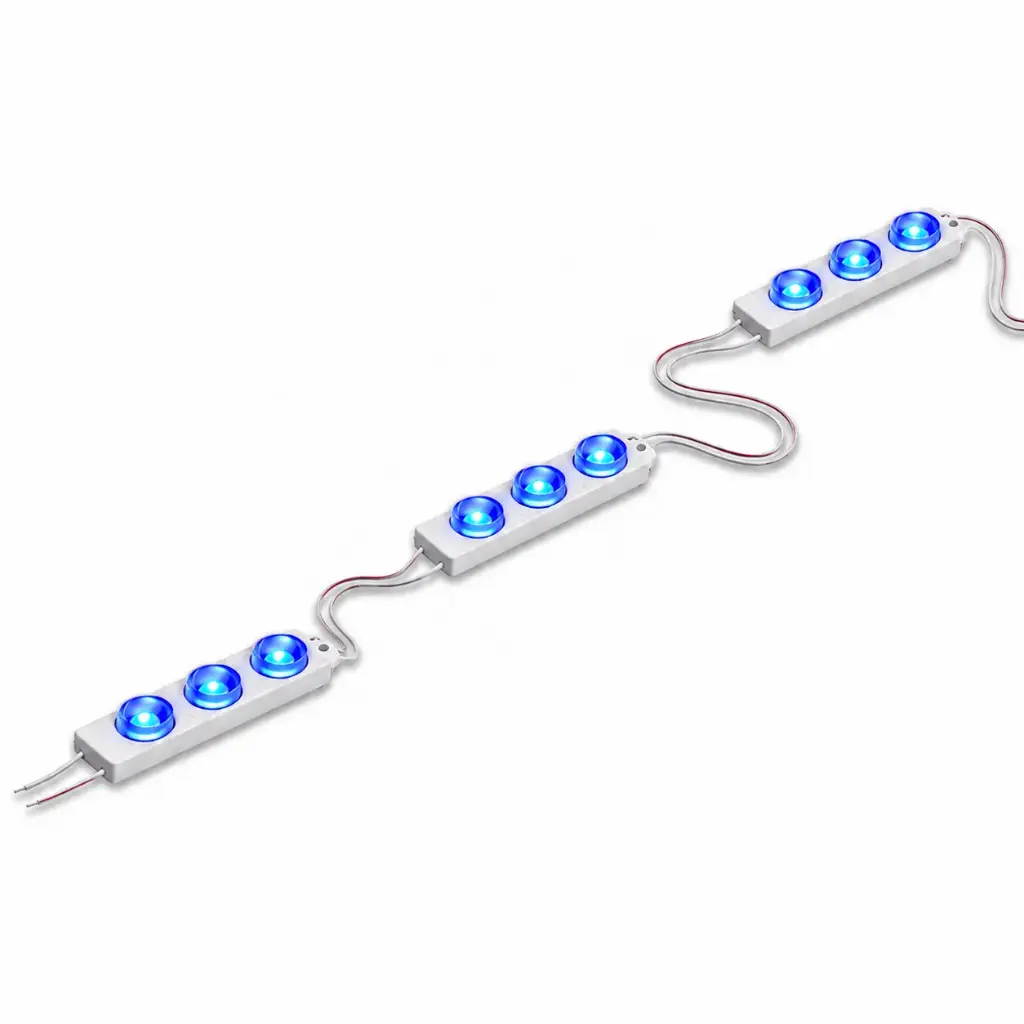 LED BLUE 2MO/FT;3LED/MO 12V 100MO/PK;.8W/MO;170D MODULUX 7000K