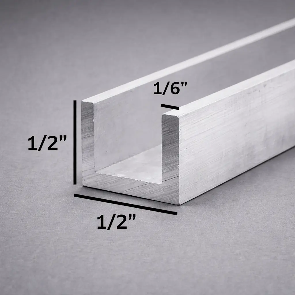 Aluminum U Channel 1/6" x 1/2" x 1/2" x 20'