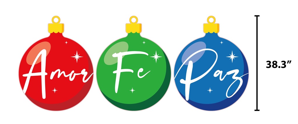 Christmas Esferas de Navidad: Amor, Fe & Paz 38"