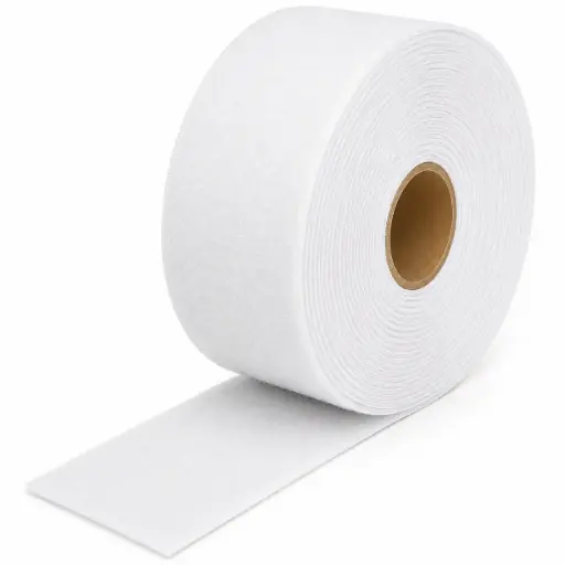 [201WT020LR25] 3/4in White Velcro Loop 25yd with Adhesive Tape